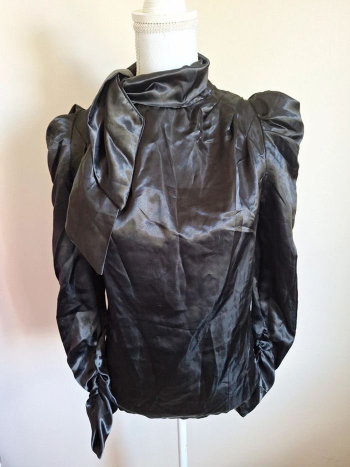 Blouse satinée noire t36 #F36S-180