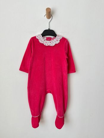 Pyjama (dors-bien) en velours rose fuchsia à col claudine fleuri - La Redoute 9 mois