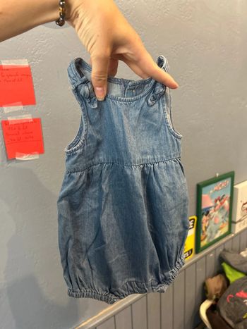 Combi short en jean bleu