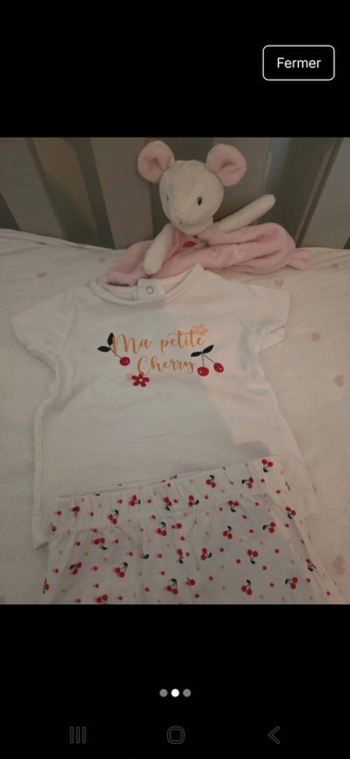 Ensemble 6 mois fille petite cherry blanc rouge - photo numéro 2