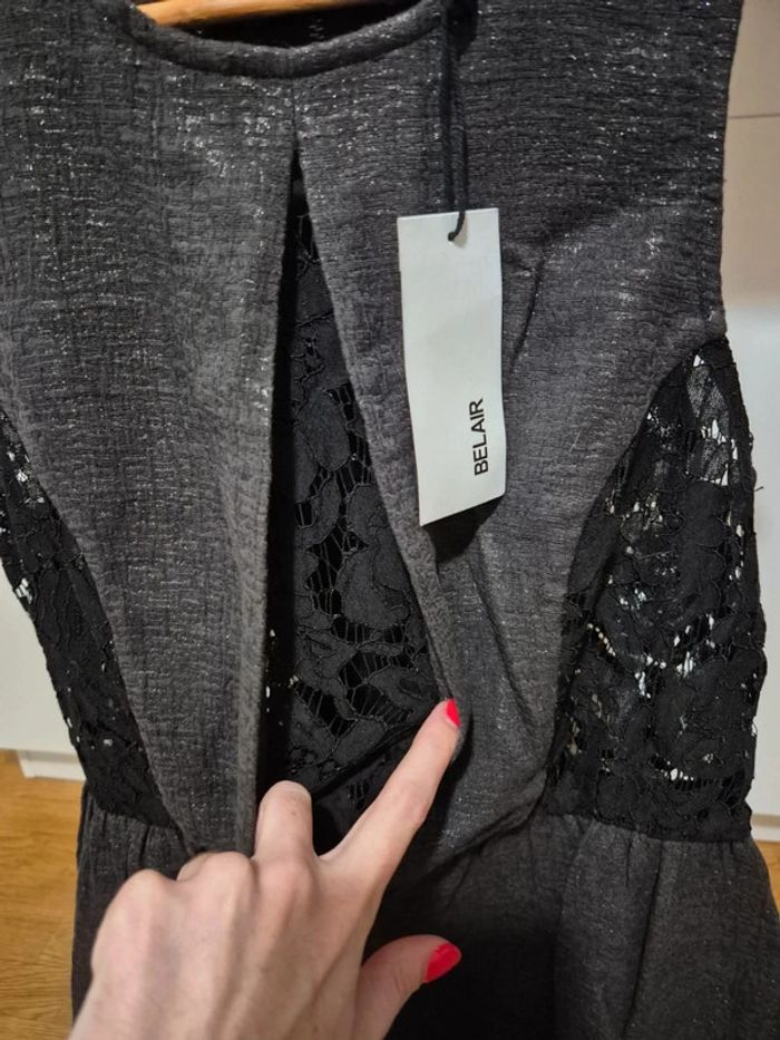 Robe classe BEL AIR grise argenté avec dentelle Taille 3 M - photo numéro 4