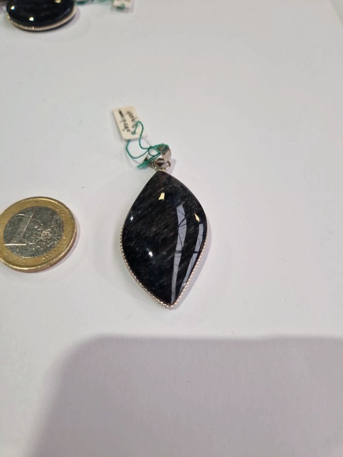 Pendentif obsidienne argentée Mexique - photo numéro 4
