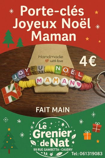 Porte clés joyeux Noël maman fait main
