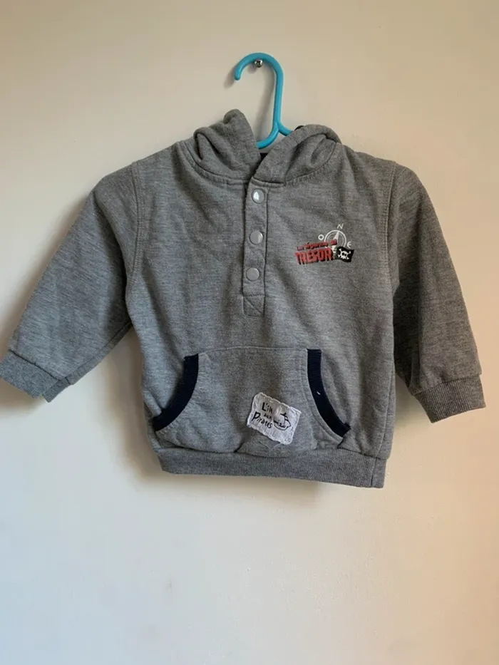 Sweat à capuche gris – Prends Ton Pouce – 9 mois