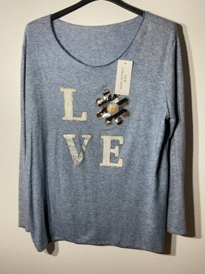 Pull « love » femme taille unique (40-48)- vivichy - neuf avec étiquette