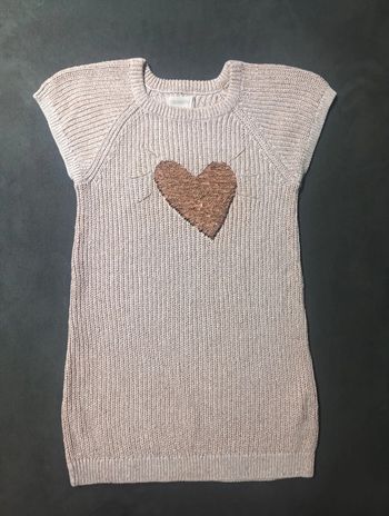 Robe pull maille cœur sequins réversible Fille 5 ans Orchestra