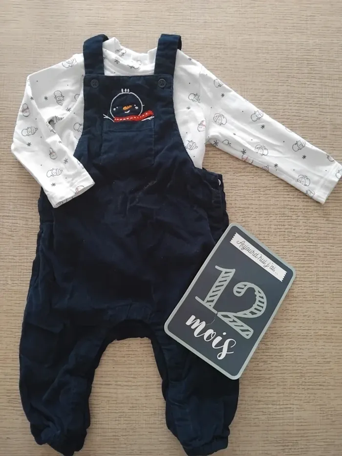 Salopette+haut 12 mois / 74 cm