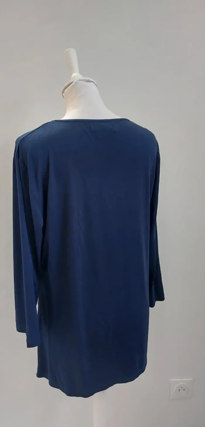 T-shirt manches longues bleu motifs fleuris 42-44 - photo numéro 4