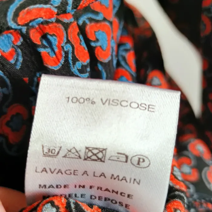 Robe cache-cœur imprimée La Petite Française noir orange bleu – Taille 40, 100 % viscose A950 - photo numéro 8