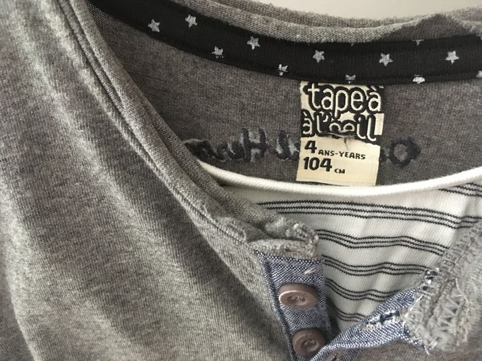 T-shirt manches longues Tape à l’Œil, couleur gris, taille 4 ans. - photo numéro 3