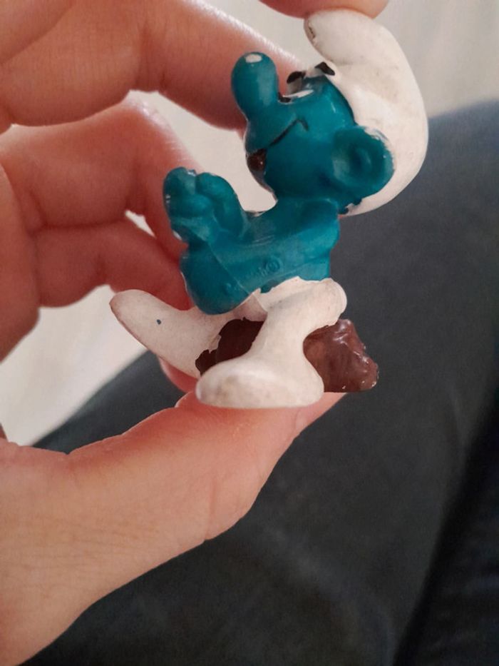 Magnifique figurine ancienne stroumpf pêcheur - photo numéro 9