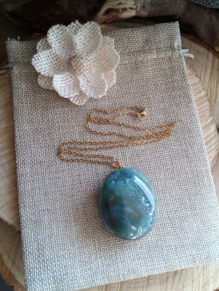 Collier pierre naturelle d'agate indienne - photo numéro 2