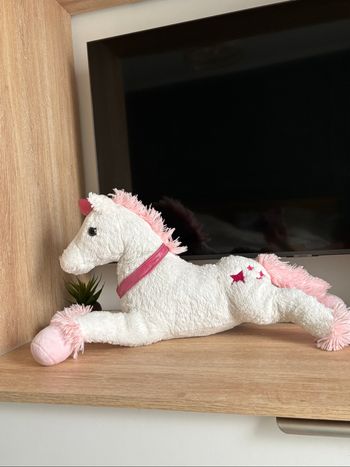 Grande peluche licorne blanche rose
