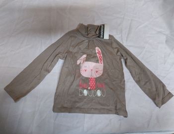 Sous-pull gris à manches longues - motif chat Doudou - 92cm - 24 mois - In Extenso