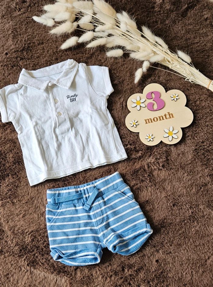Ensemble short et polo 3 mois été garçon