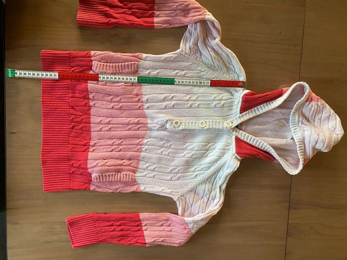Pull maille avec tresses Tommy Hilfiger blanc rose avec capuche 12/14 ans - photo numéro 10