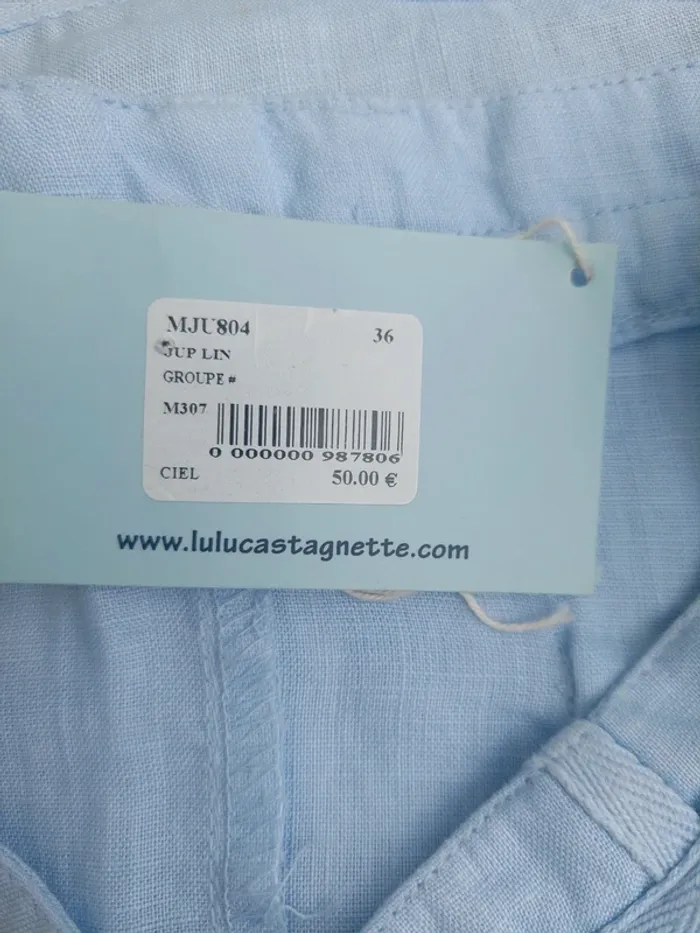Jupe bleue ciel en lin T36 Lulu Castagnette - photo numéro 4