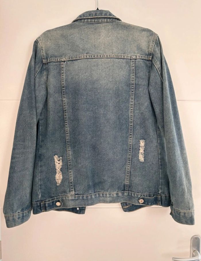 Veste jean vestido M bleu denim manches vest manteau blouson Giacca chaqueta destroy jacket jas - photo numéro 4