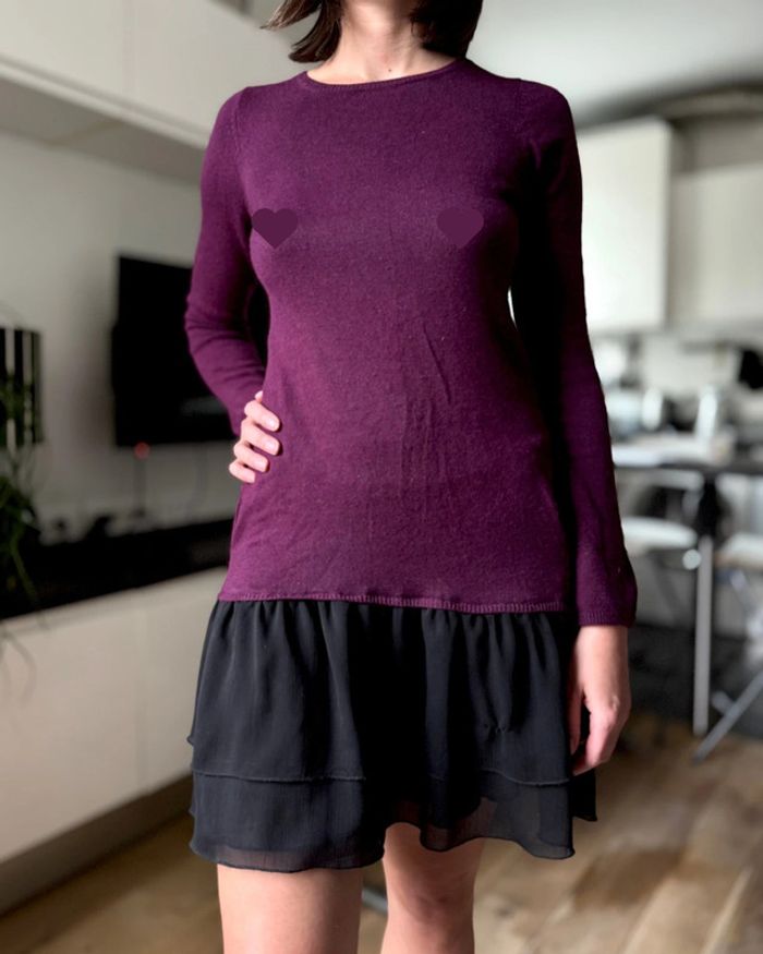 Robe manches longues long sleeeves dress tutu violette Maje Taille 1