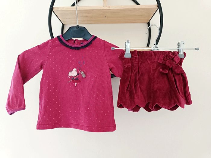 23-24 mois 2 ans ensemble teeshirt sergent major et short hiver Vertbaudet 86 cm