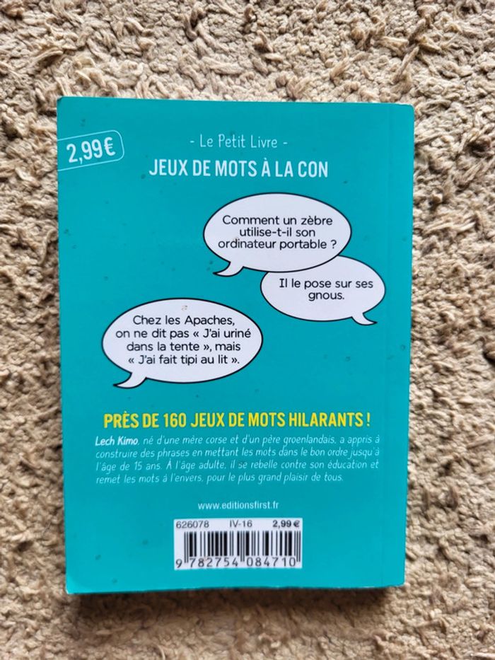 Lot de 2 petits livres d'humour : Jeux de mots à la con de Lech Kimo - photo numéro 3