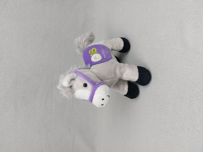 Peluche doudou cheval gris Yoyo disco GIPSY selle 18 mauve violet 19 cm SON HS
