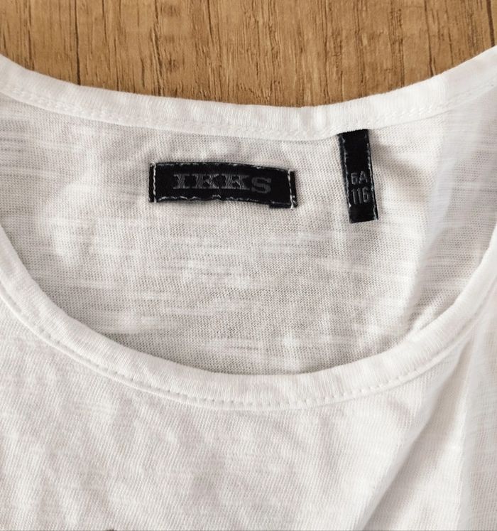 T-shirt manches courtes fille blanc cassé peace and love taille 6 ans IKKS - photo numéro 2