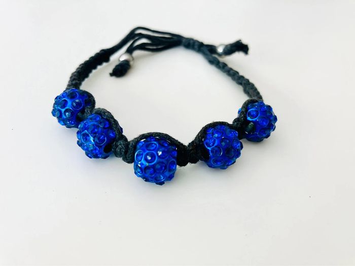 Bracelet shamballa boules et strass bleus - photo numéro 3