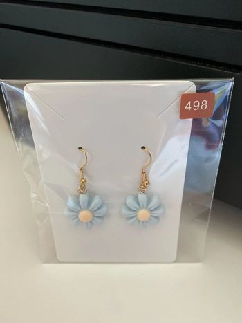 Boucles d’oreilles fleurs bleu clair