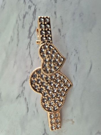 Barette or 2 coeur strass