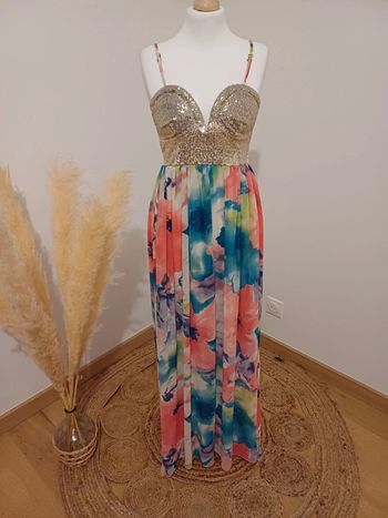 Robe longue colorée avec Haut en sequins taille XS 34