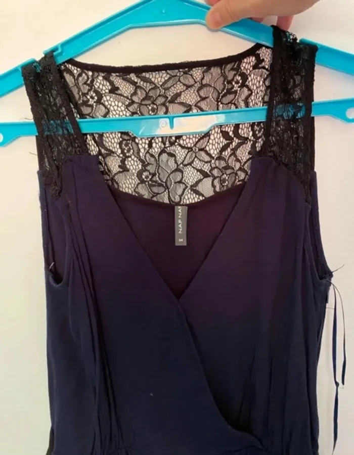 Robe bleu marine t 34 dentelle - photo numéro 4