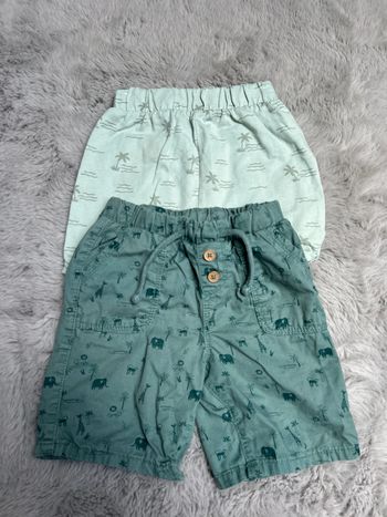 Lot 2 short vert taille 24 mois