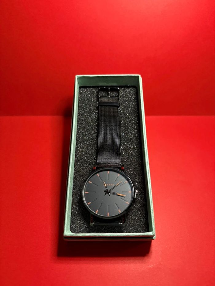 Montre Quartz Pour Hommes Geneva noir avec bracelet tissé - photo numéro 6