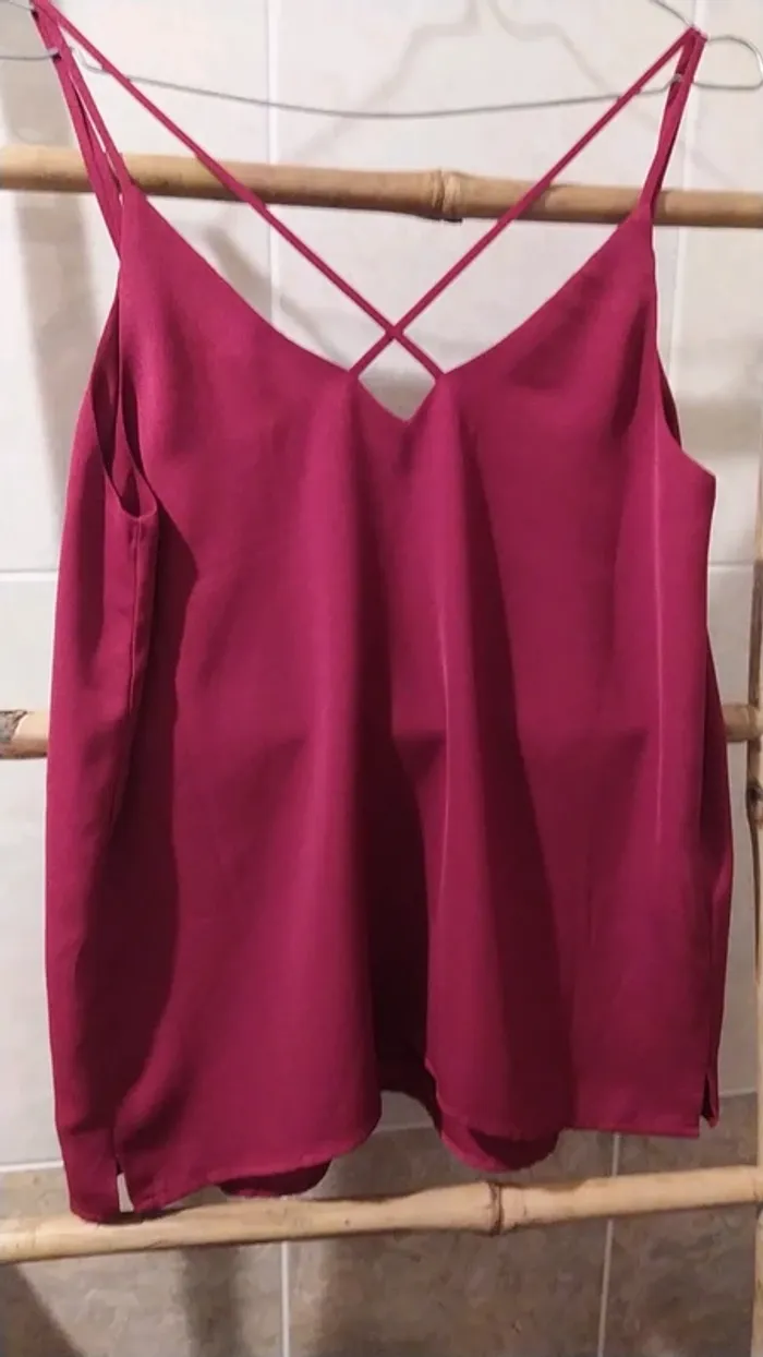 Top bretelles rouge S Stradivarius - photo numéro 4