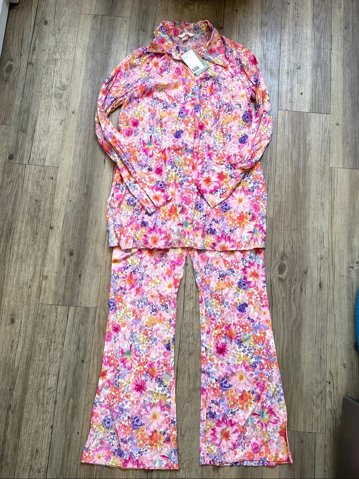 Ensemble d’été pantalon chemise fleurs H&M taille M - photo numéro 2