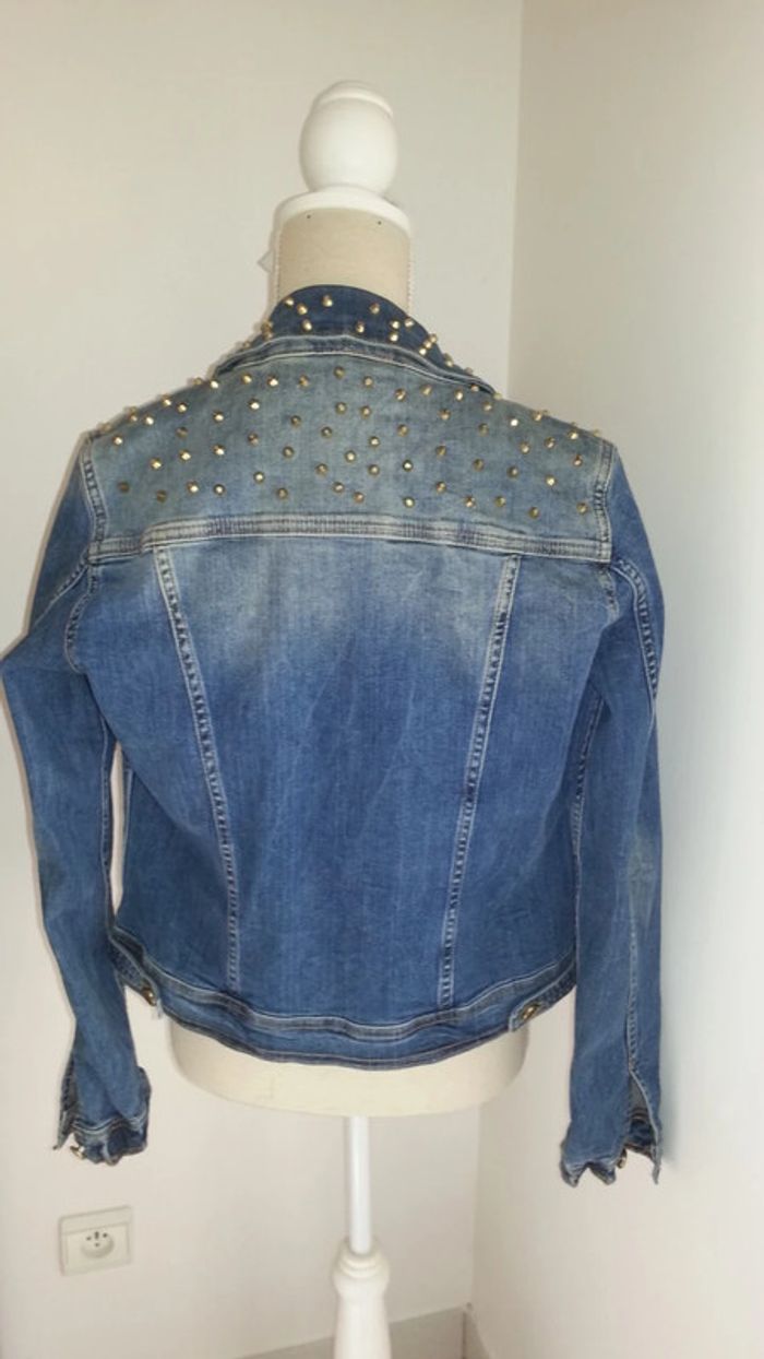 Veste denim jean cloutée ZARA taille L (38-40) - photo numéro 3