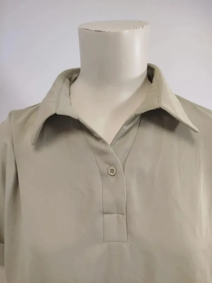 Top à manches courtes gris vert sauge large Taille L (A1002) - photo numéro 2
