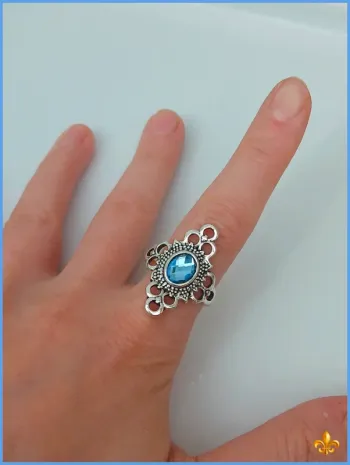 Bague argentée tendance en acier inoxydable