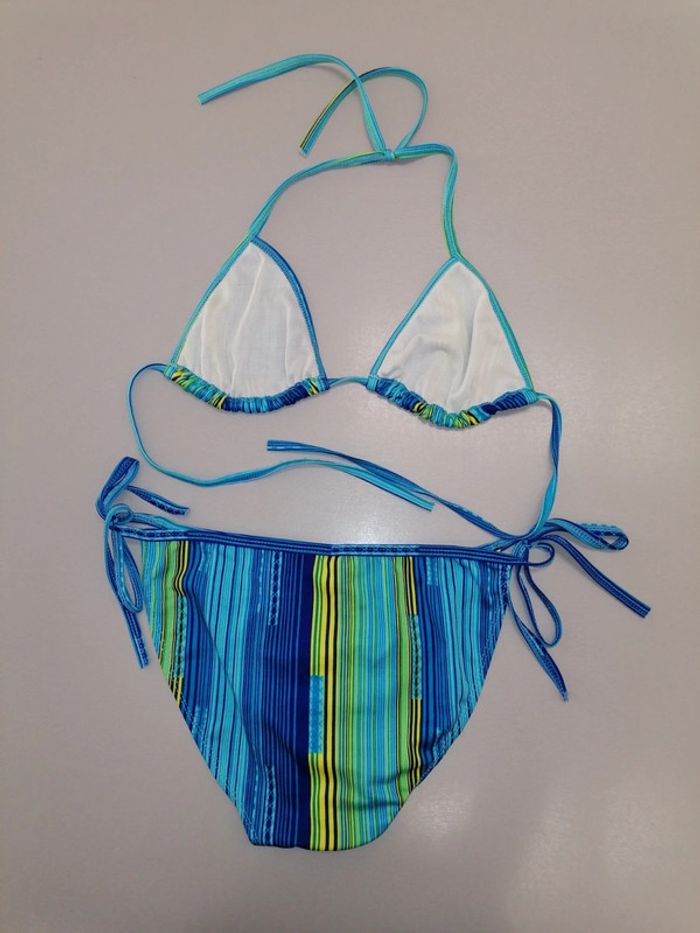Maillot de bain bikini, bleu vert jaune, M - photo numéro 2