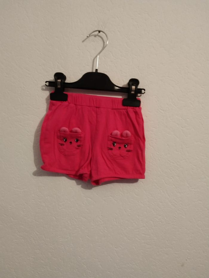 short en coton uni rose fille 18 mois kitchoun