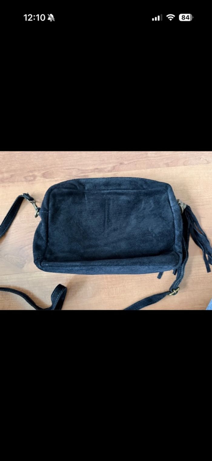 Sac en bandoulière bleu velours - photo numéro 3