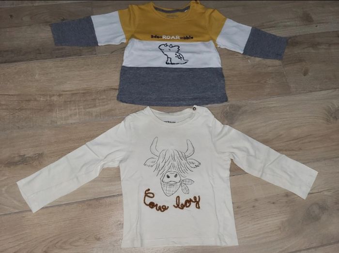 Lot 2 tee-shirt dinosaure et cow boy 2 ans