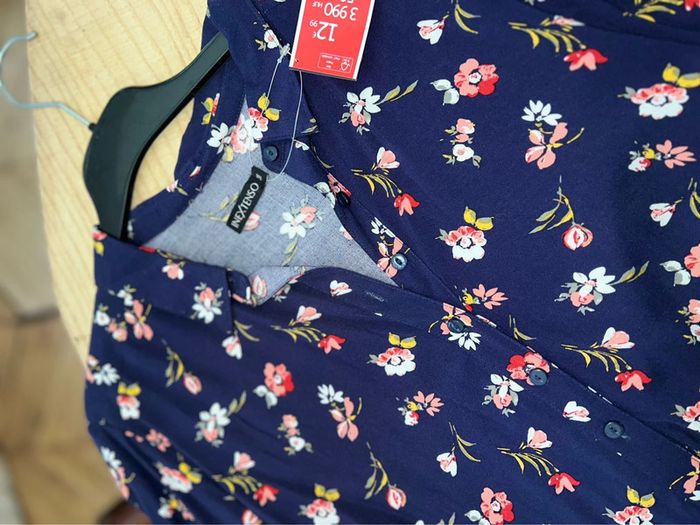 Robe femme taille 38 M bleu marine à fleurs neuve étiqueté - photo numéro 3