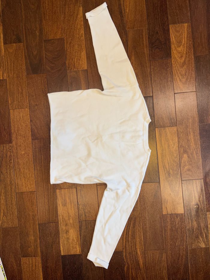 Pull sweat blanc col zippe à noeud etam taille S/36 - photo numéro 4