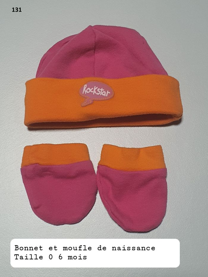 Bonnet et moufle de naissance Taille 0 6 mois