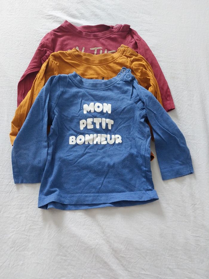 Lot 5 t-shirt manches longues Mots d'enfants 18 mois - photo numéro 3