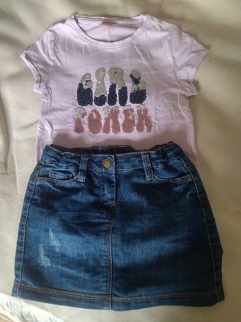 Jupe jean+ tee shirt sequins 5 ans Tape à l'oeil 