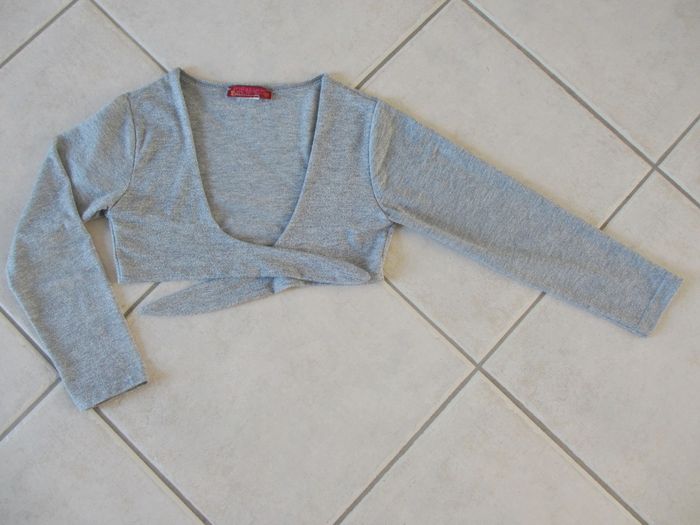 Gilet fin court gris pailleté fille P’tit Môme - 8 ans