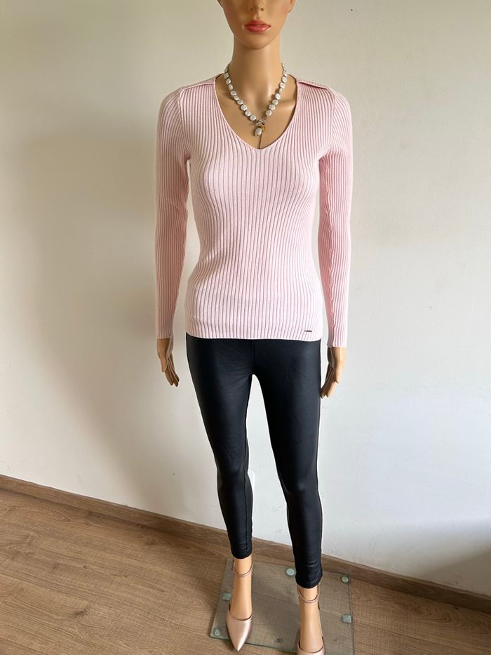 Pull rose clair à manches longues Morgan taille XS TBE - photo numéro 3